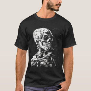 Vincent Van Gogh Skull met Sigarette Skeleton Hal T-shirt
