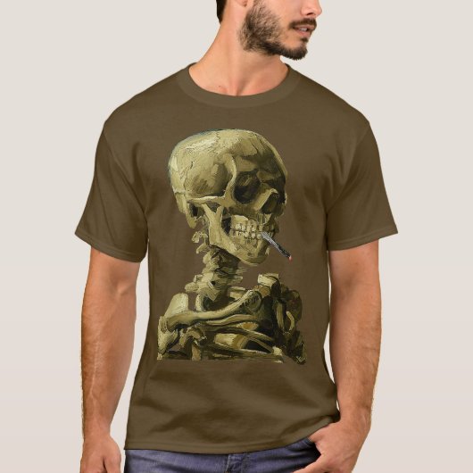 Vincent Van Gogh Skull met Sigarette Skeleton T-shirt (Voorkant)