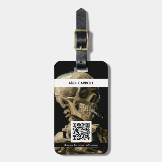 Vincent van Gogh - Skull - QR Code Bagagelabel (Voorkant verticaal)