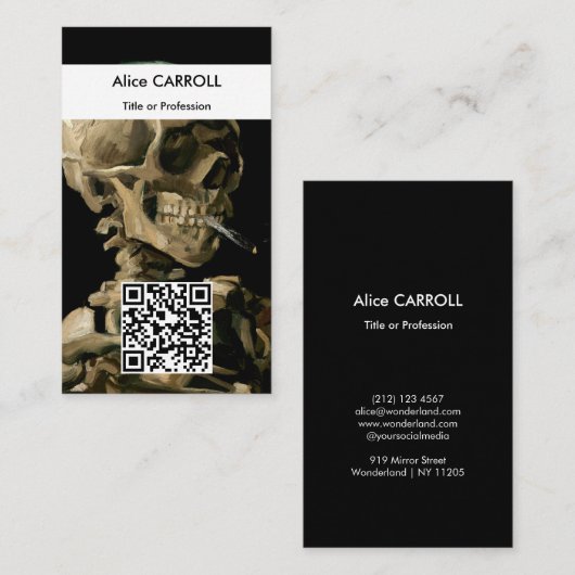 Vincent van Gogh - Skull - QR-code Visitekaartje (Voorkant / Achterkant)
