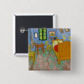 Vincent van Gogh slaapkamer. Impressionisme kamer  Vierkante Button 5,1 Cm (Voorkant /achterkant)