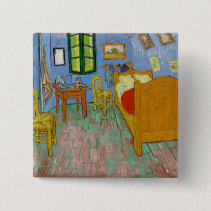 Vincent van Gogh slaapkamer. Impressionisme kamer Vierkante Button 5,1 Cm