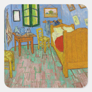 Vincent van Gogh slaapkamer. Impressionisme kamer Vierkante Sticker