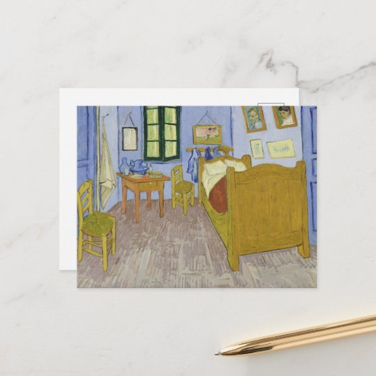 Vincent van Gogh, Slaapkamer in Arles, 3e versie Briefkaart (Voorkant / Achterkant in situ)