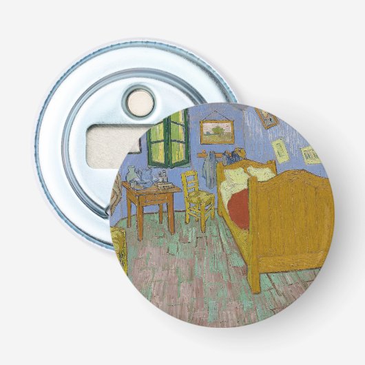 Vincent Van Gogh Slaapkamer Schilderij Button Flesopener (Voorkant)