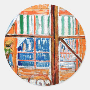 Vincent Van Gogh - Slagerswinkel Vanuit Een Raam Ronde Sticker