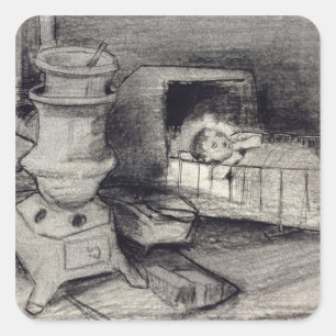 Vincent van Gogh Slede Vierkante Sticker