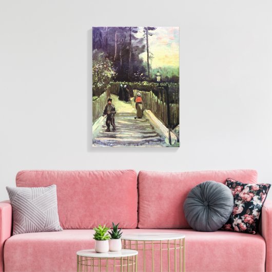 Vincent van Gogh - Sloping Path in Montmartre Canvas Afdruk (Insitu (Woonkamer))