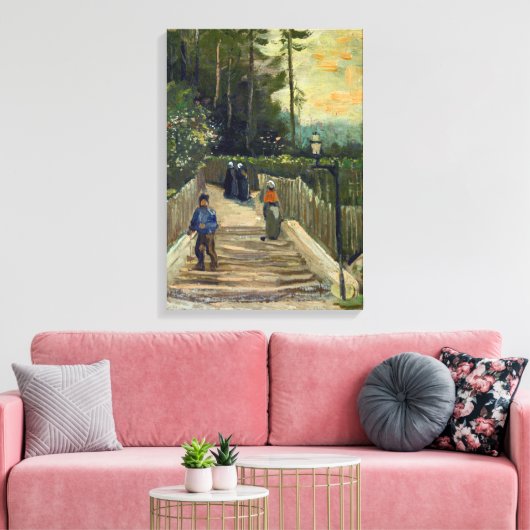 Vincent van Gogh - Sloping Path in Montmartre Canvas Afdruk (Insitu (Woonkamer))