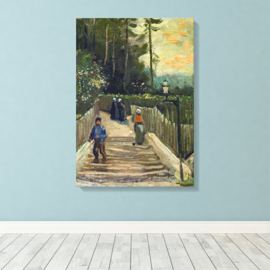 Vincent van Gogh - Sloping Path in Montmartre Canvas Afdruk (Insitu (Houten vloer))