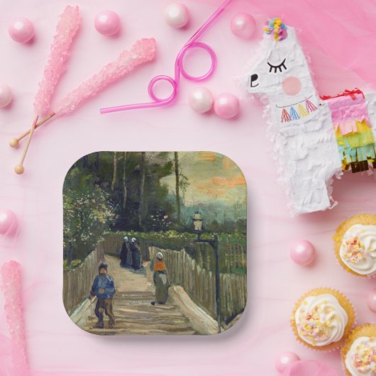 Vincent van Gogh - Sloping Path in Montmartre Papieren Bordje (Feest)