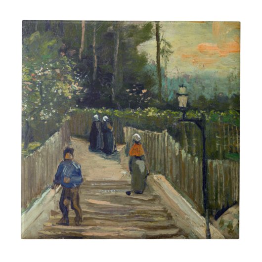 Vincent van Gogh - Sloping Path in Montmartre Tegeltje (Voorkant)