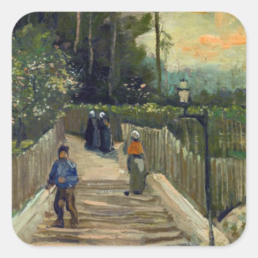 Vincent van Gogh - Sloping Path in Montmartre Vierkante Sticker (Voorkant)