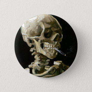 Vincent van Gogh Smoking Skeleton Ronde Button 5,7 Cm
