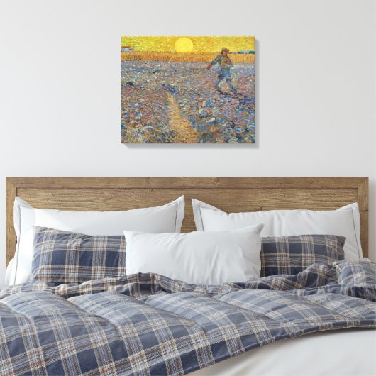 Vincent Van Gogh - Sower met gestelde zon Canvas Afdruk (Insitu (Slaapkamer))