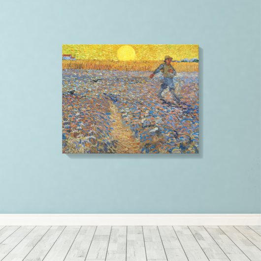 Vincent Van Gogh - Sower met gestelde zon Canvas Afdruk (Insitu (Houten vloer))