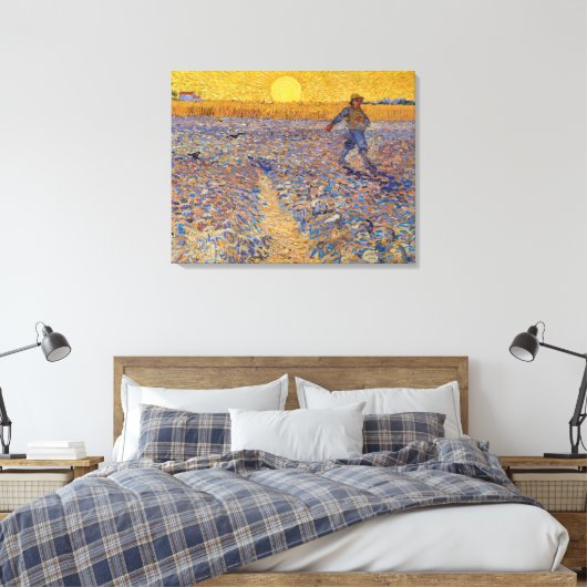 Vincent van Gogh - Sower met Setting Sun Canvas Afdruk (Insitu (Slaapkamer))