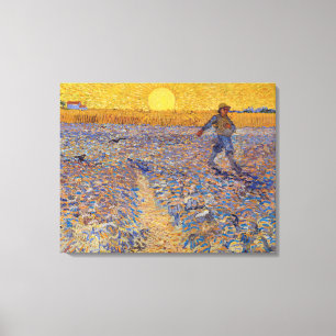 Vincent van Gogh - Sower met Setting Sun Canvas Afdruk