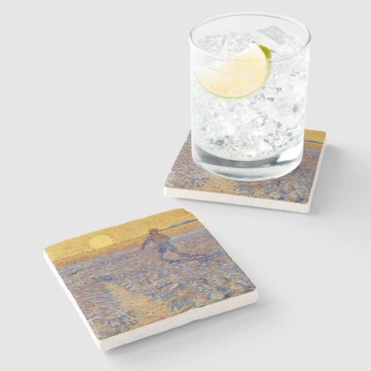 Vincent van Gogh - Sower met Setting Sun Stenen Onderzetter (Zijkant)