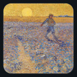 Vincent van Gogh - Sower met Setting Sun Vierkante Sticker<br><div class="desc">The Sower / Sower with Setting Sun - Vincent van Gogh,  Oil on Canvas,  1888,  Arles</div>