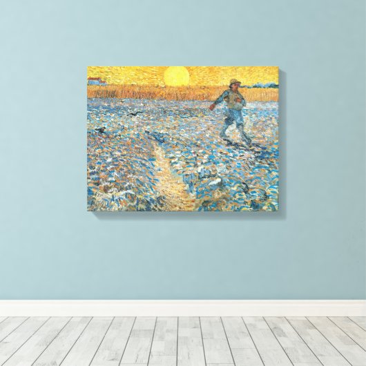 Vincent Van Gogh  Sower op Sunset Canvas Afdruk (Insitu (Houten vloer))