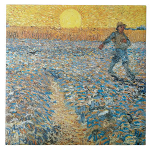 Vincent Van Gogh  Sower op Sunset Canvas Tegeltje