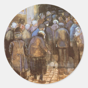 Vincent van Gogh Staatsloterij Kantoor (Arm Geld) Ronde Sticker
