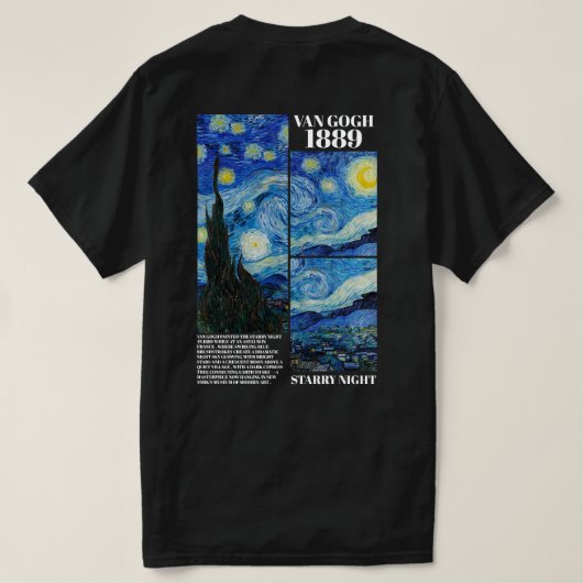 Vincent Van Gogh Starry Night 1889 Art T-Shirt (Design achterkant)