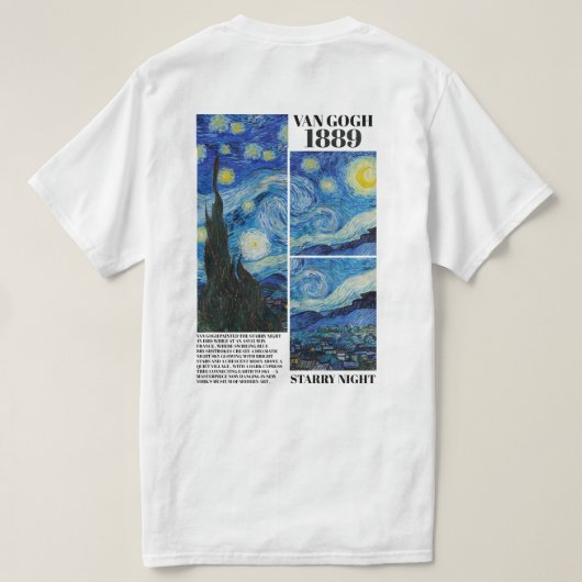 Vincent Van Gogh Starry Night 1889 Art  T-shirt (Design achterkant)
