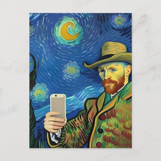 Vincent Van Gogh Starry Selfie nacht door Ricaso Briefkaart (Voorkant)