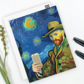 Vincent Van Gogh Starry Selfie nacht door Ricaso Briefkaart