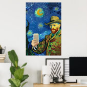 Vincent Van Gogh Starry Selfie nacht door Ricaso Poster (Thuiskantoor)