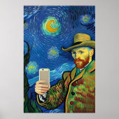 Vincent Van Gogh Starry Selfie nacht door Ricaso Poster (Voorkant)