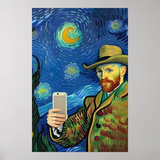 Vincent Van Gogh Starry Selfie nacht door Ricaso Poster (Voorkant)