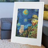Vincent Van Gogh Starry Selfie nacht door Ricaso Poster