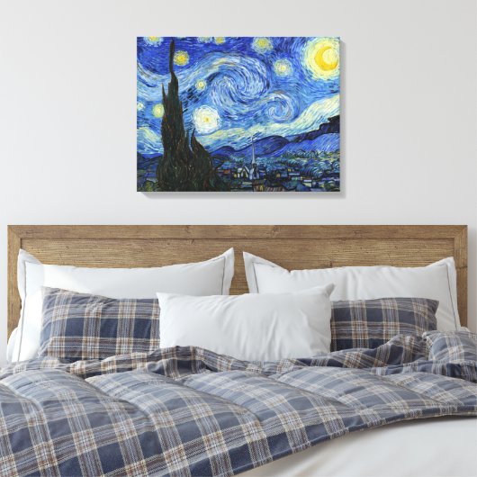 Vincent Van Gogh sternacht Canvas Afdruk (Insitu (Slaapkamer))