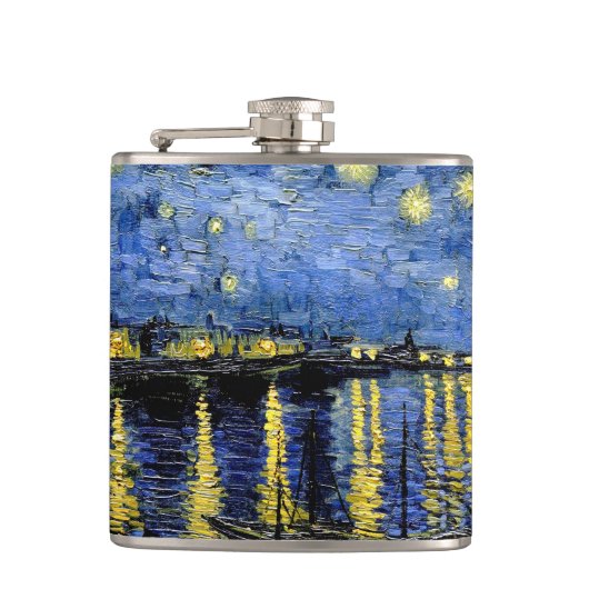 Vincent Van Gogh Sterrennacht 1888 Flask Heupfles (Voorkant)