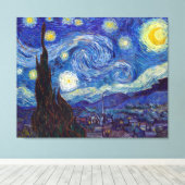 VINCENT VAN GOGH - Sterrennacht 1889 Canvas Afdruk (Insitu (Houten vloer))