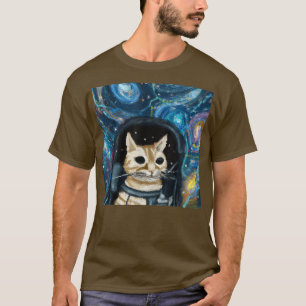 Vincent Van Gogh Sterrennacht Astronaut Cat T-shirt