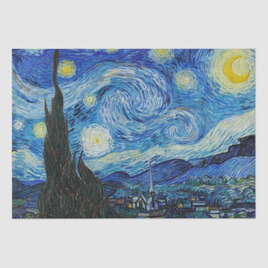 Vincent Van Gogh Sterrennacht Blue Yellow Tissuepapier (Voorkant)