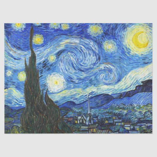 Vincent Van Gogh Sterrennacht Blue Yellow Tissuepapier (Voorkant)
