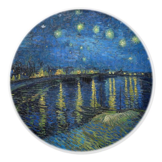 Vincent van Gogh - Sterrennacht boven de Rhône Keramische Knop (Voorkant)