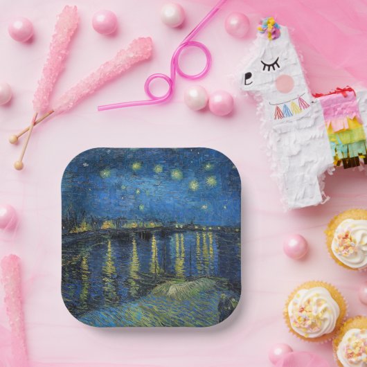 Vincent van Gogh - Sterrennacht boven de Rhône Papieren Bordje (Feest)