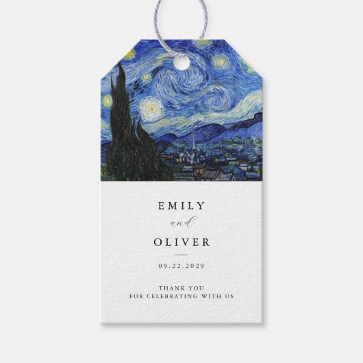 Vincent Van Gogh Sterrennacht bruiloft Cadeaulabel (Voorkant)