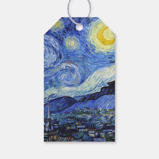 Vincent Van Gogh Sterrennacht bruiloft Cadeaulabel (Achterkant)