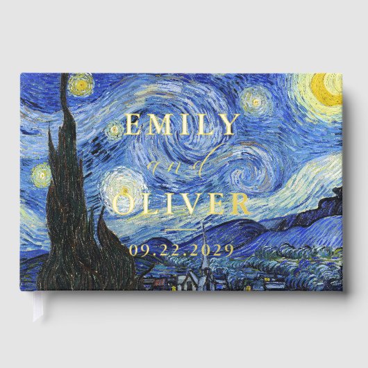 Vincent Van Gogh Sterrennacht bruiloft Gastenboek (Voorkant)