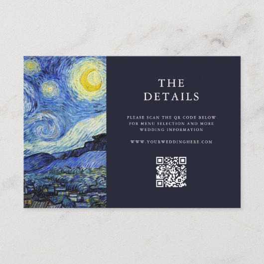 Vincent Van Gogh Sterrennacht bruiloft Informatiekaartje (Voorkant)