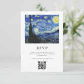 Vincent Van Gogh Sterrennacht bruiloft RSVP Kaartje (Staand voorkant)