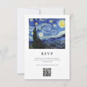 Vincent Van Gogh Sterrennacht bruiloft RSVP Kaartje