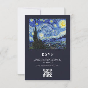 Vincent Van Gogh Sterrennacht bruiloft RSVP Kaartje